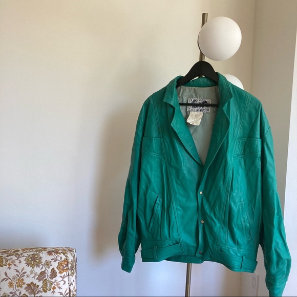 Vintage Jackets & Blazers - Genuine leather teal bomber